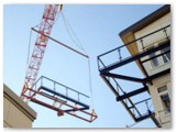 Tower Crane used to install balcony railings, Burien Town Center